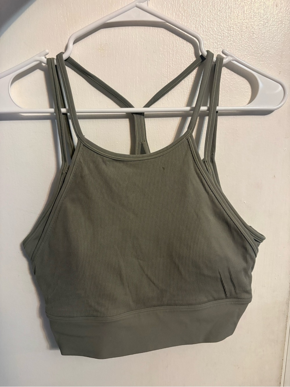 Nike Olive Green Ribbed Strappy Sports Bra